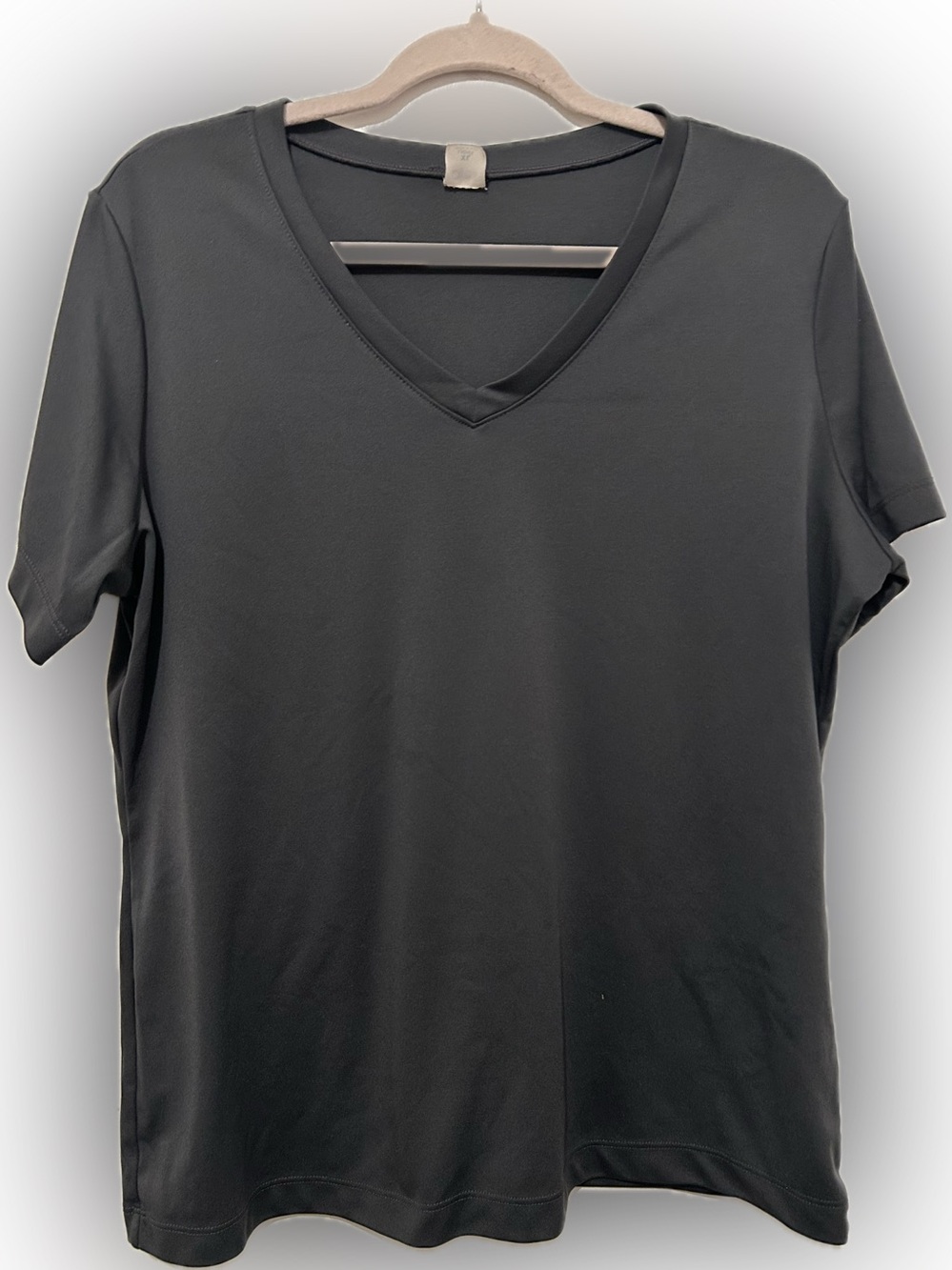V-Neck Short Sleeve Womens Top - Gray